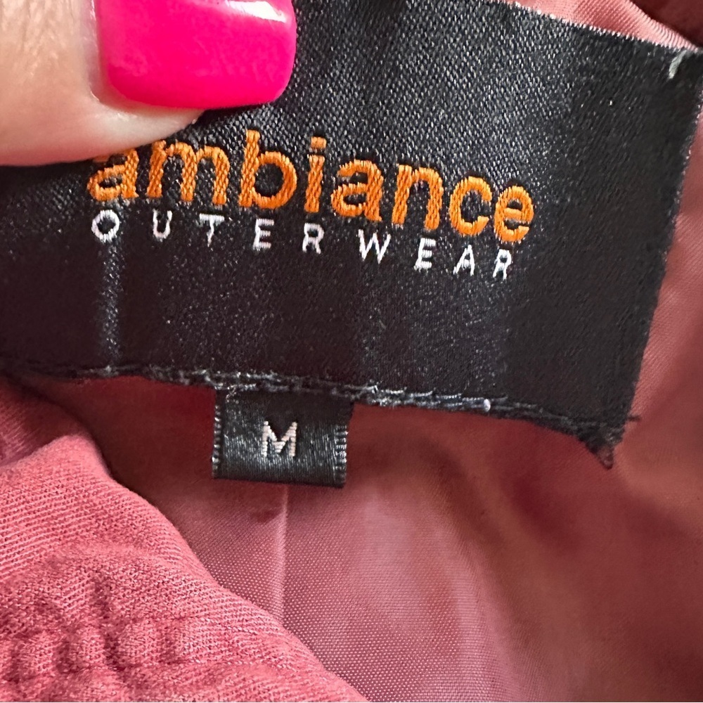 Ambiance Burgundy Jacket Women's Hooded Jacket Size Medium - Picture 4 of 4